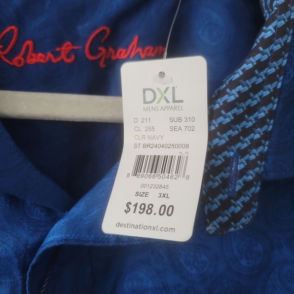 Robert Graham Tamden Paisley Navy Blue Black LS Shirt $198 3XT - Picture 2 of 9